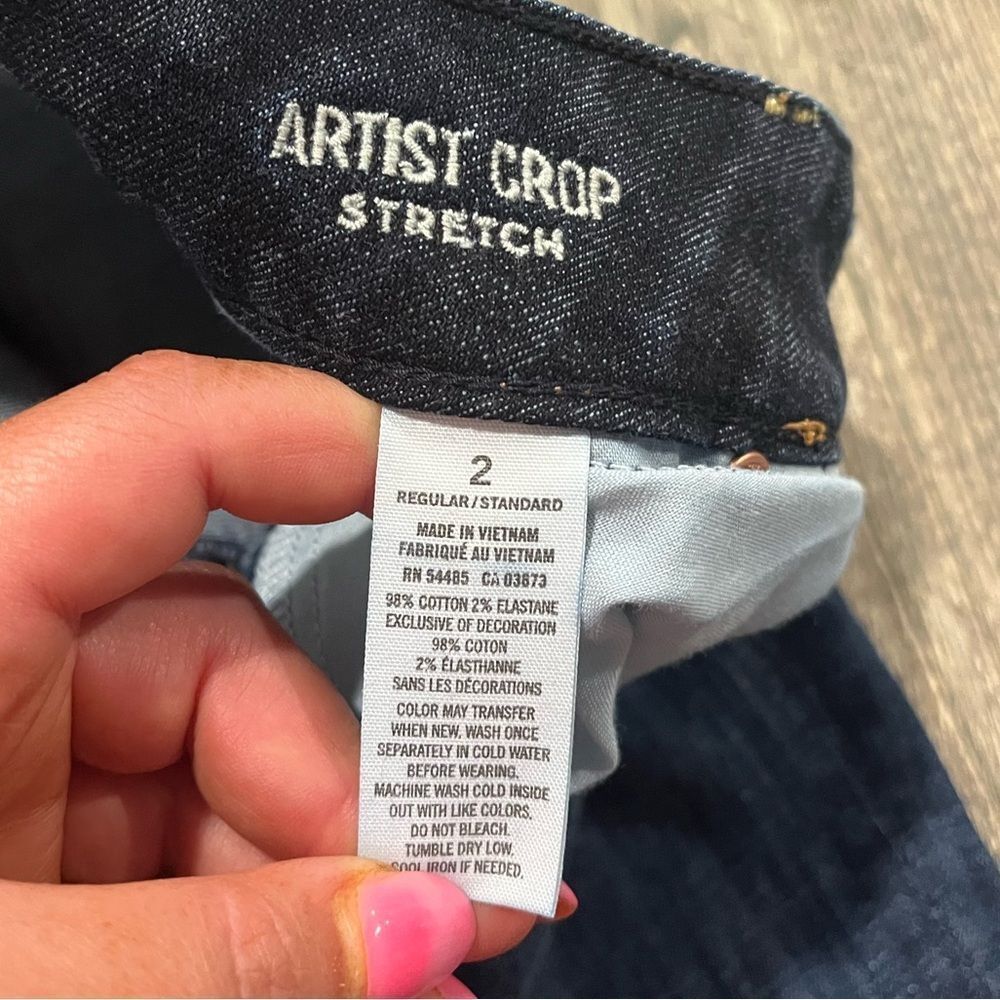American Eagle Artist Crop Jeans Low Rise Pockets Stretch Denim Dark Wash Size 2 - Picture 8 of 12
